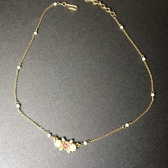 Vintage enameled rose necklace - Picture 3 of 3